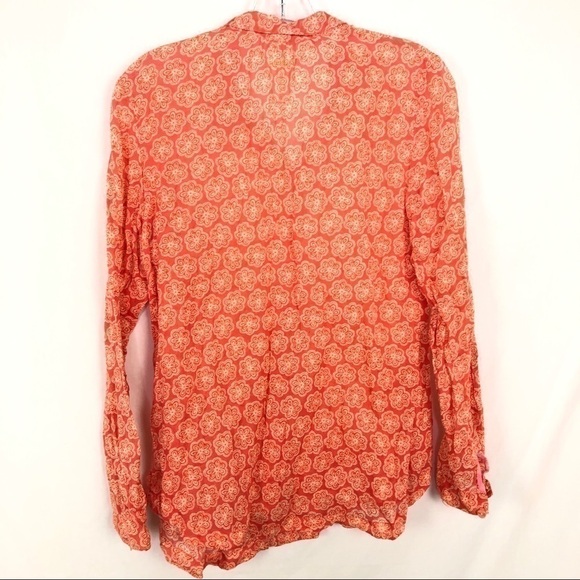 Anthropologie Hei Hei Orange Floral Button Down M - Picture 2 of 3